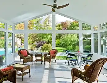 Beautiful sunroom with large windows in St. Louis